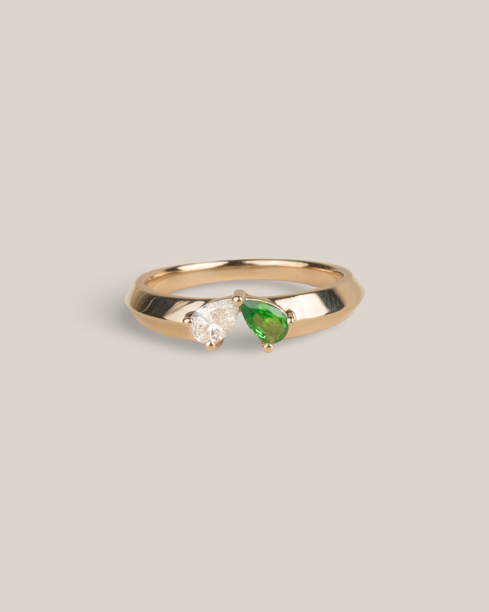 Diamond & Tsavorite Double Pear Ring