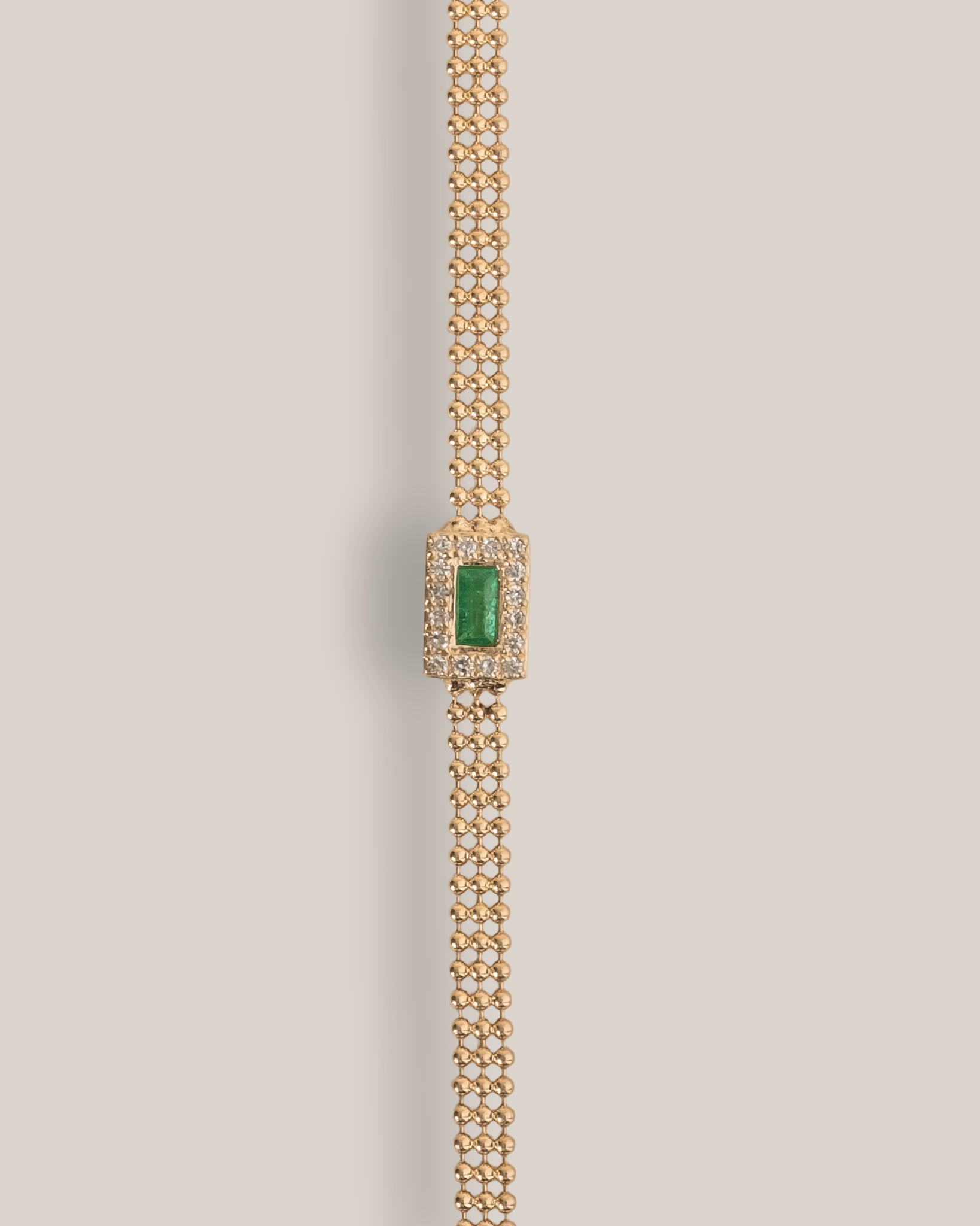 Bezel Emerald Triple Bead Bracelet