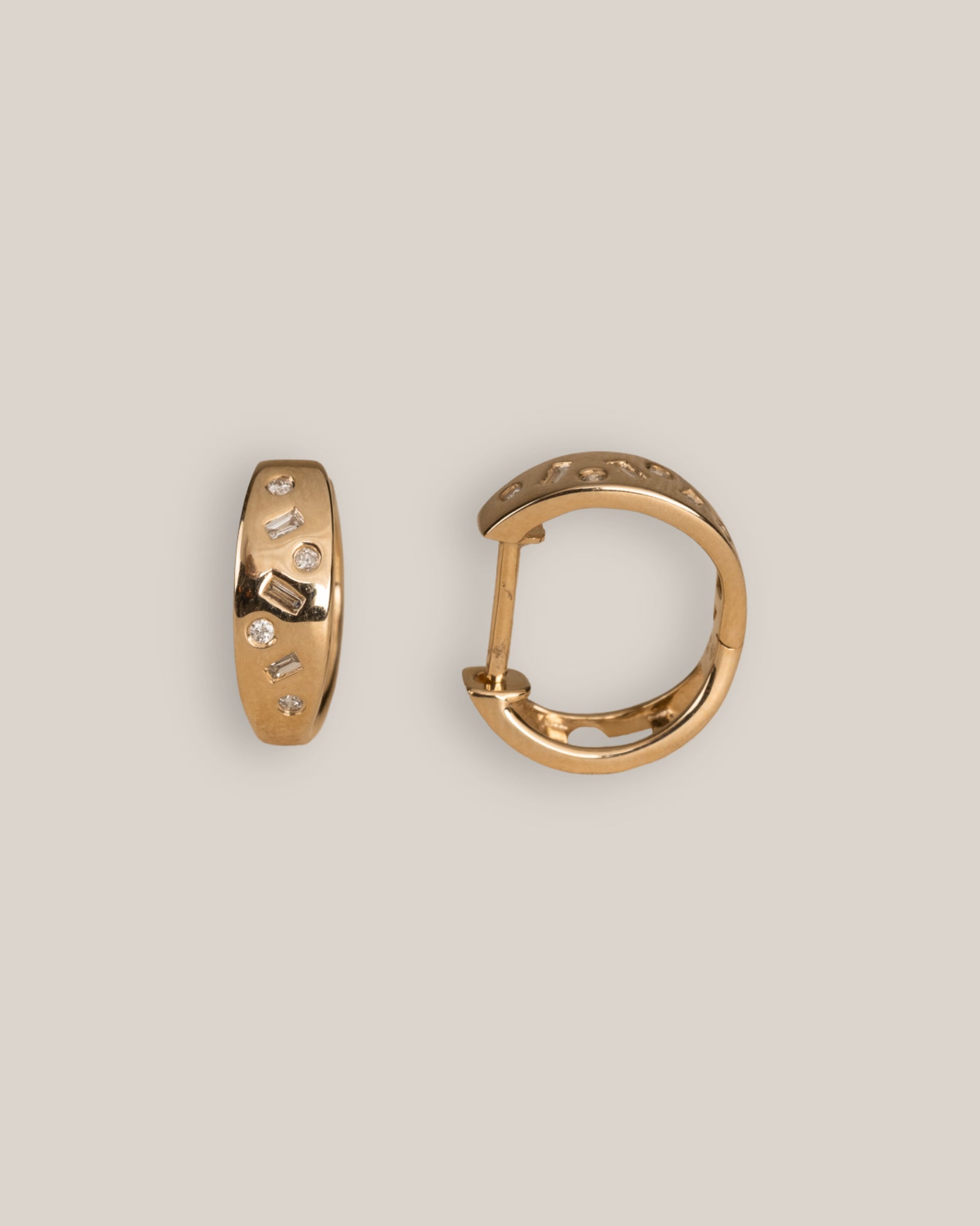 Multi Shape Pierced Diamond Huggies