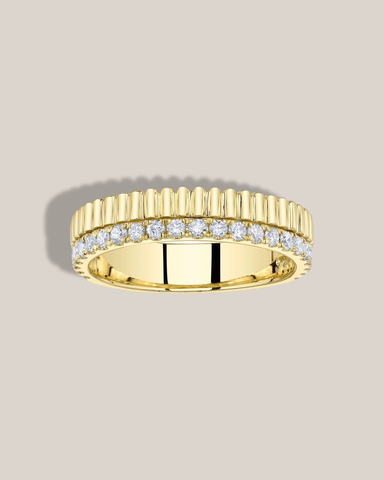 Ribbed Diamond Double Band