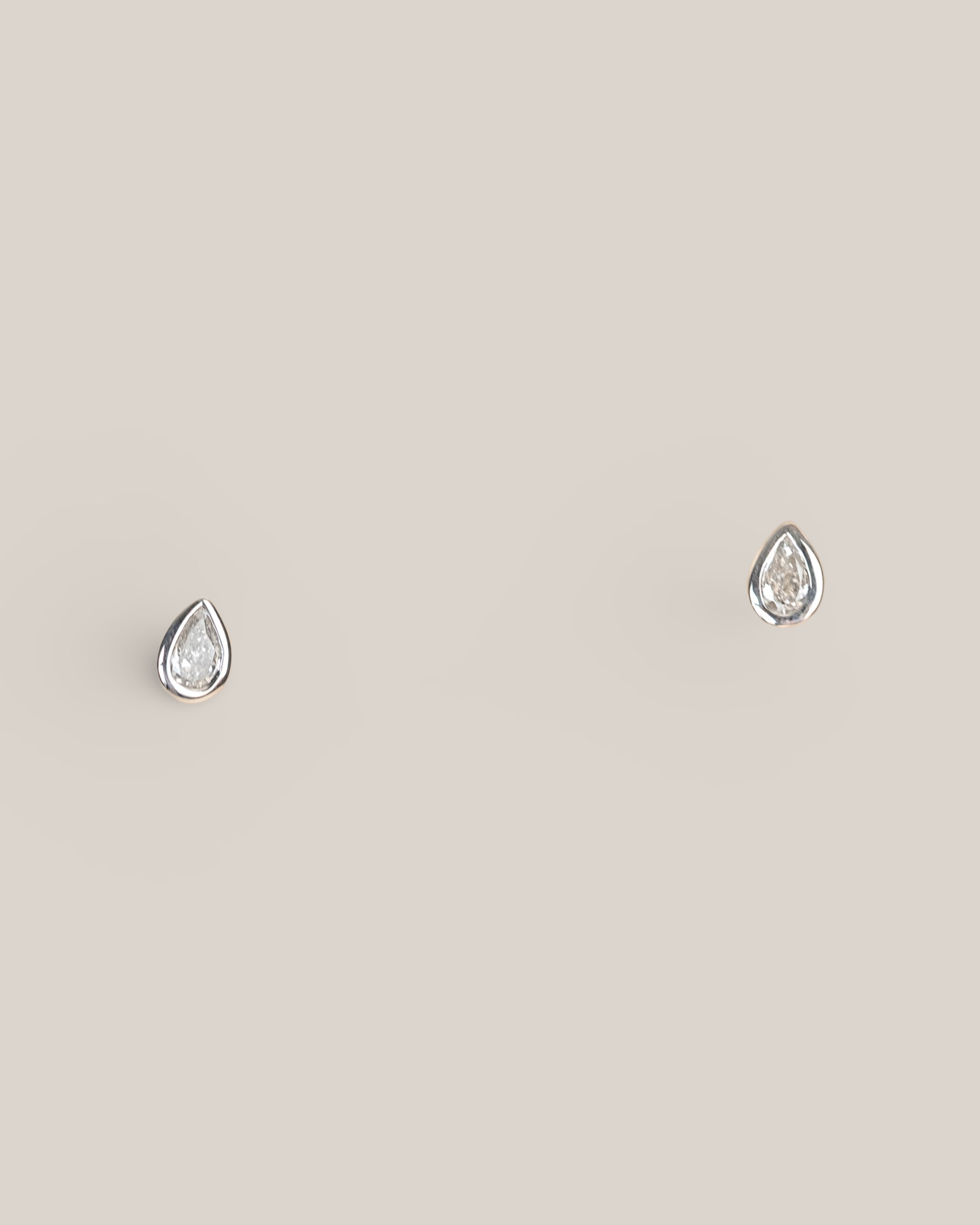 Petite Bezel Pear Studs