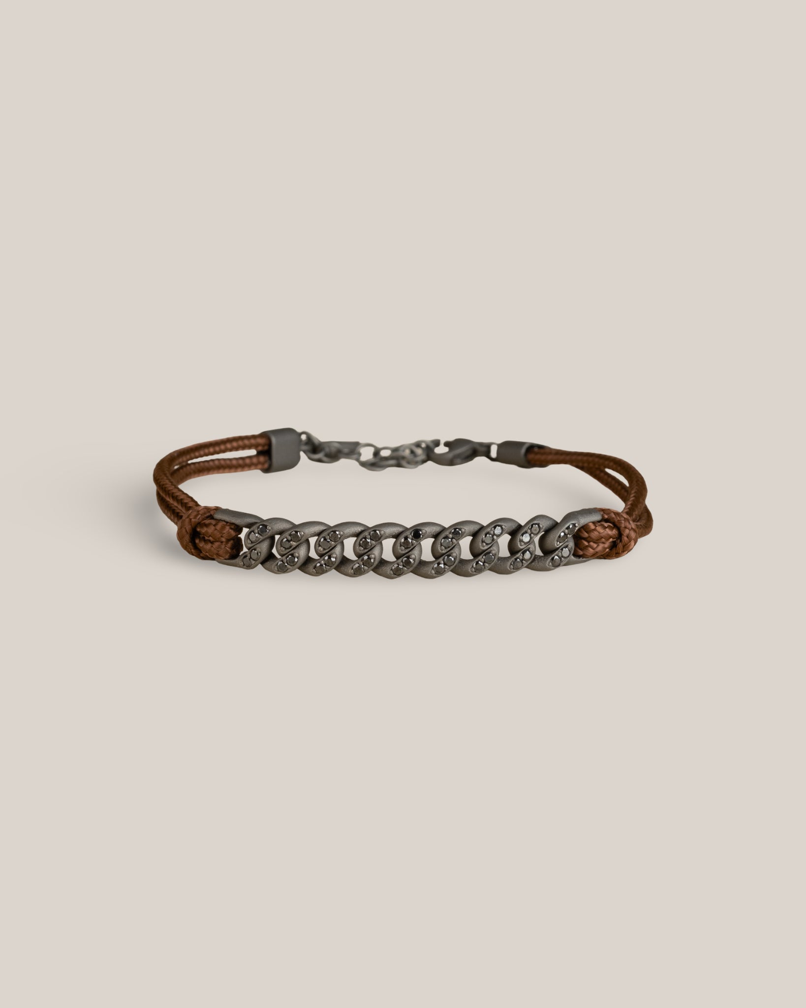 Titanium Cuban Brown Paracord Bracelet