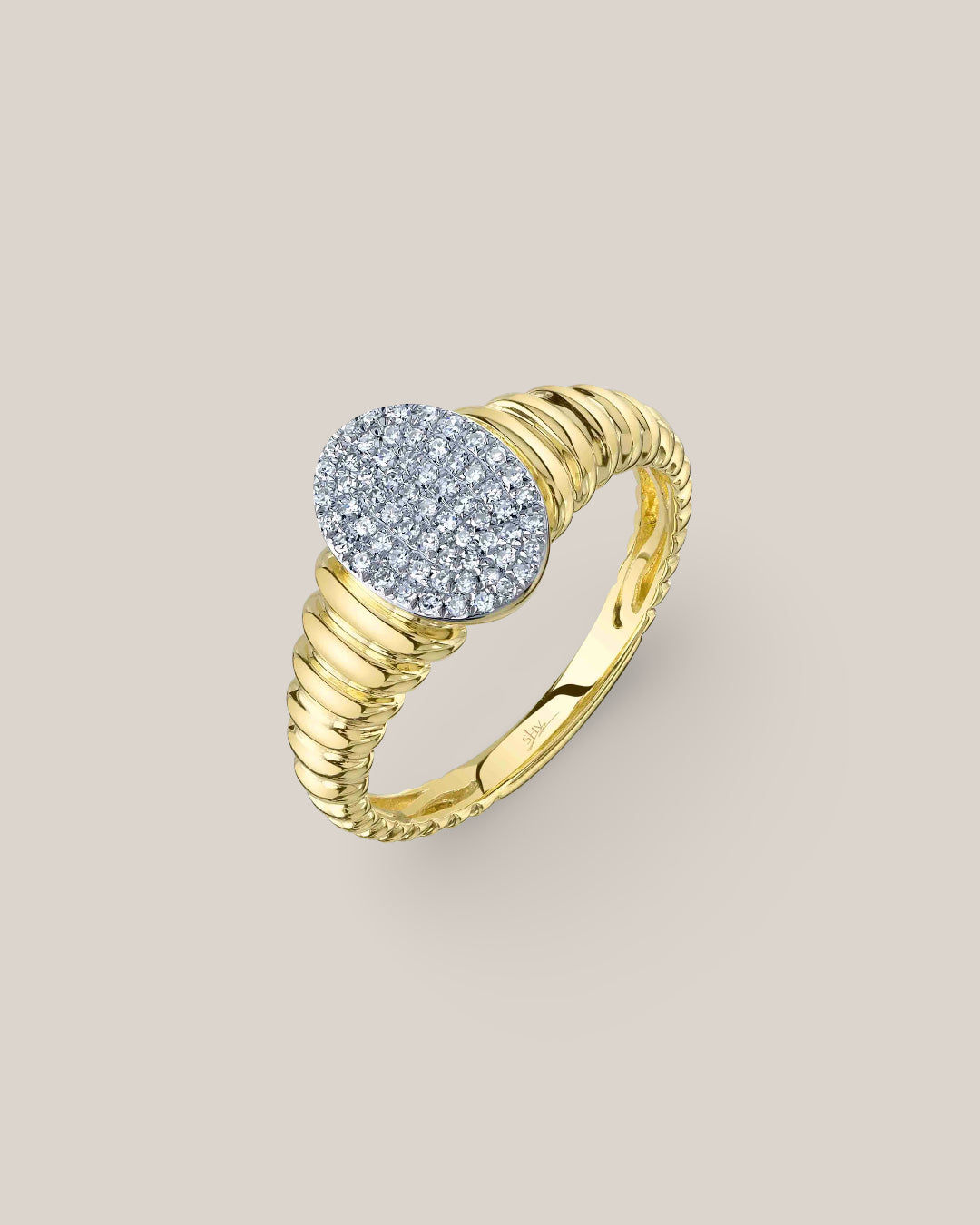 Ribbed Oval Signet Ring