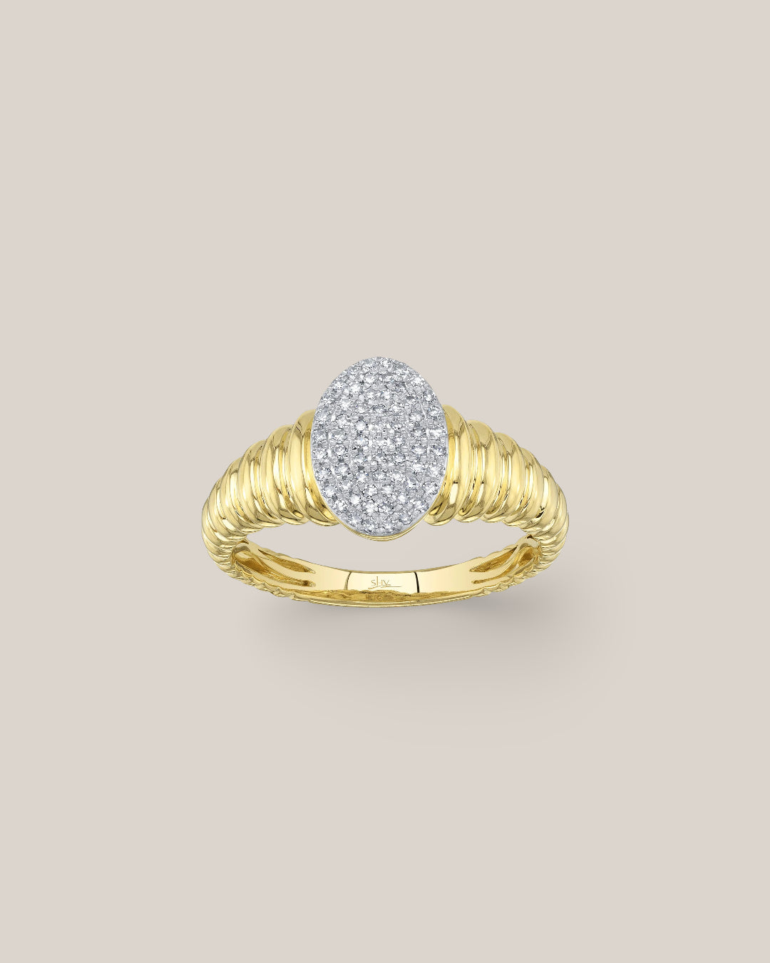 Ribbed Oval Signet Ring