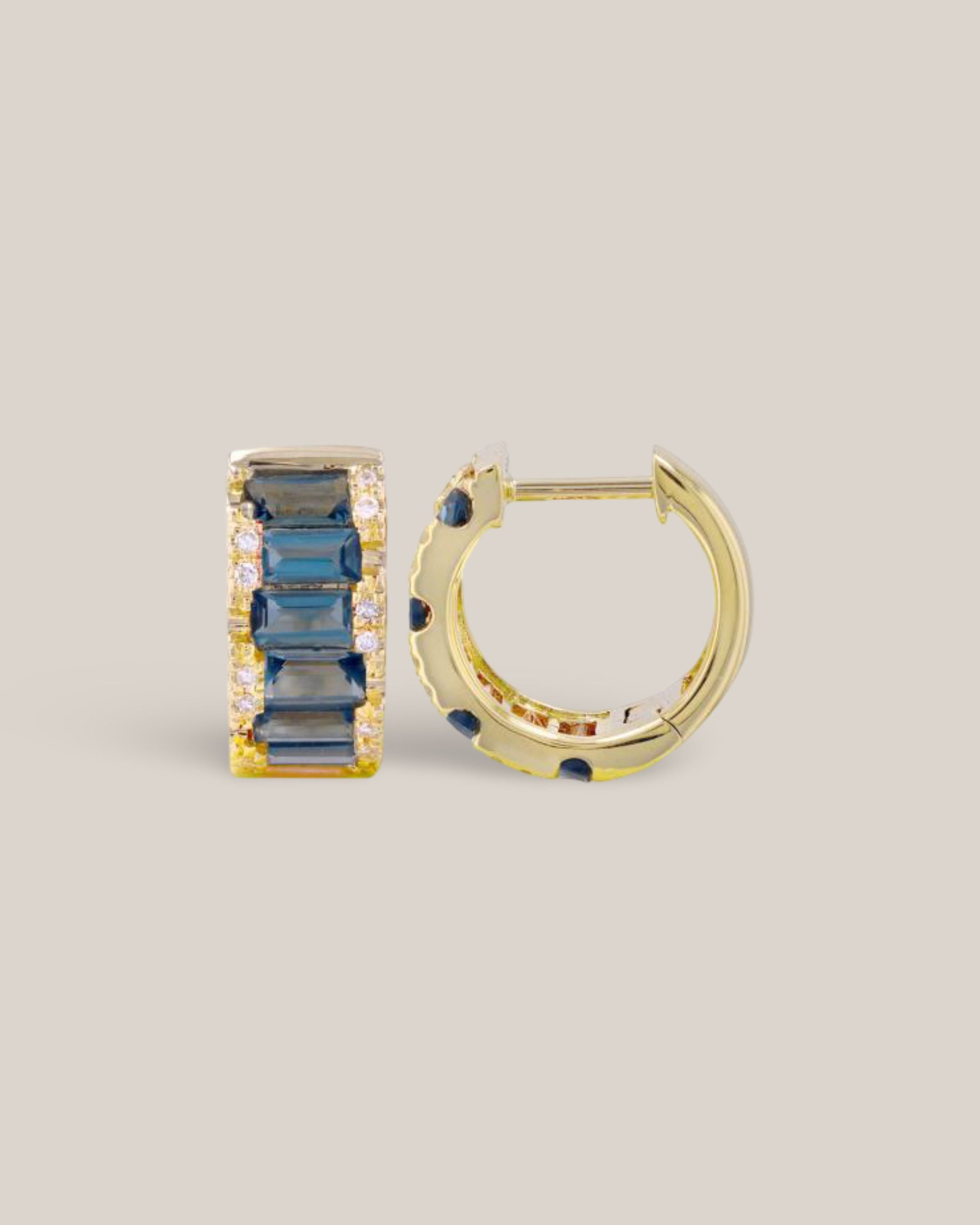 Blue Topaz & Diamond Huggies